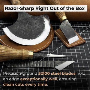 4-Piece Leather Tool Set with Leather Sheaths