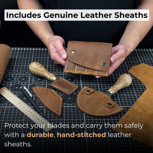 4-Piece Leatherworking Tool Set with Leather Sheaths