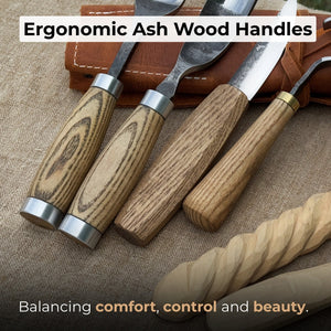 4-Piece Spoon Carving Tool Set with Leather Roll