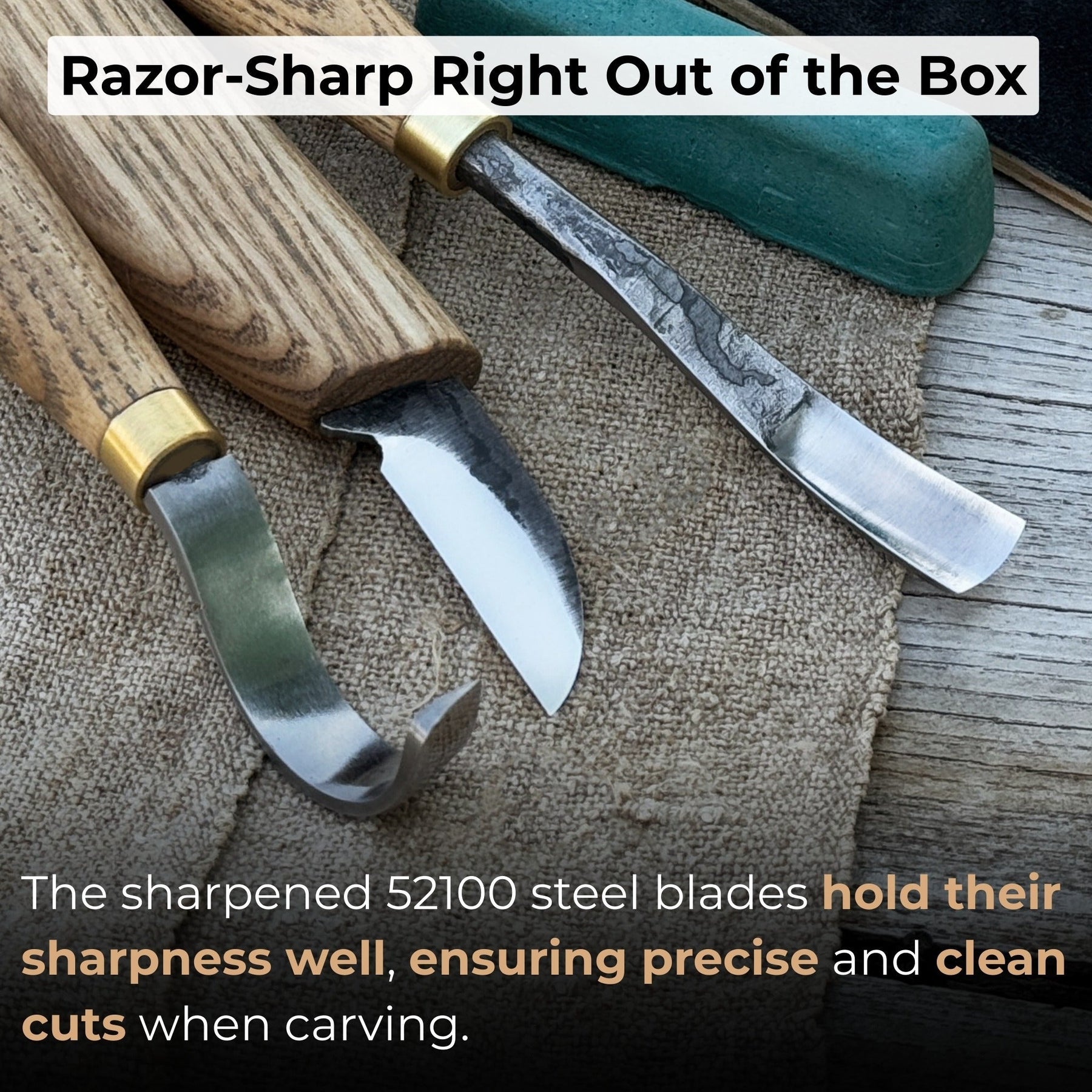 4-Piece Spoon Carving Tool Set with Sharpening Board
