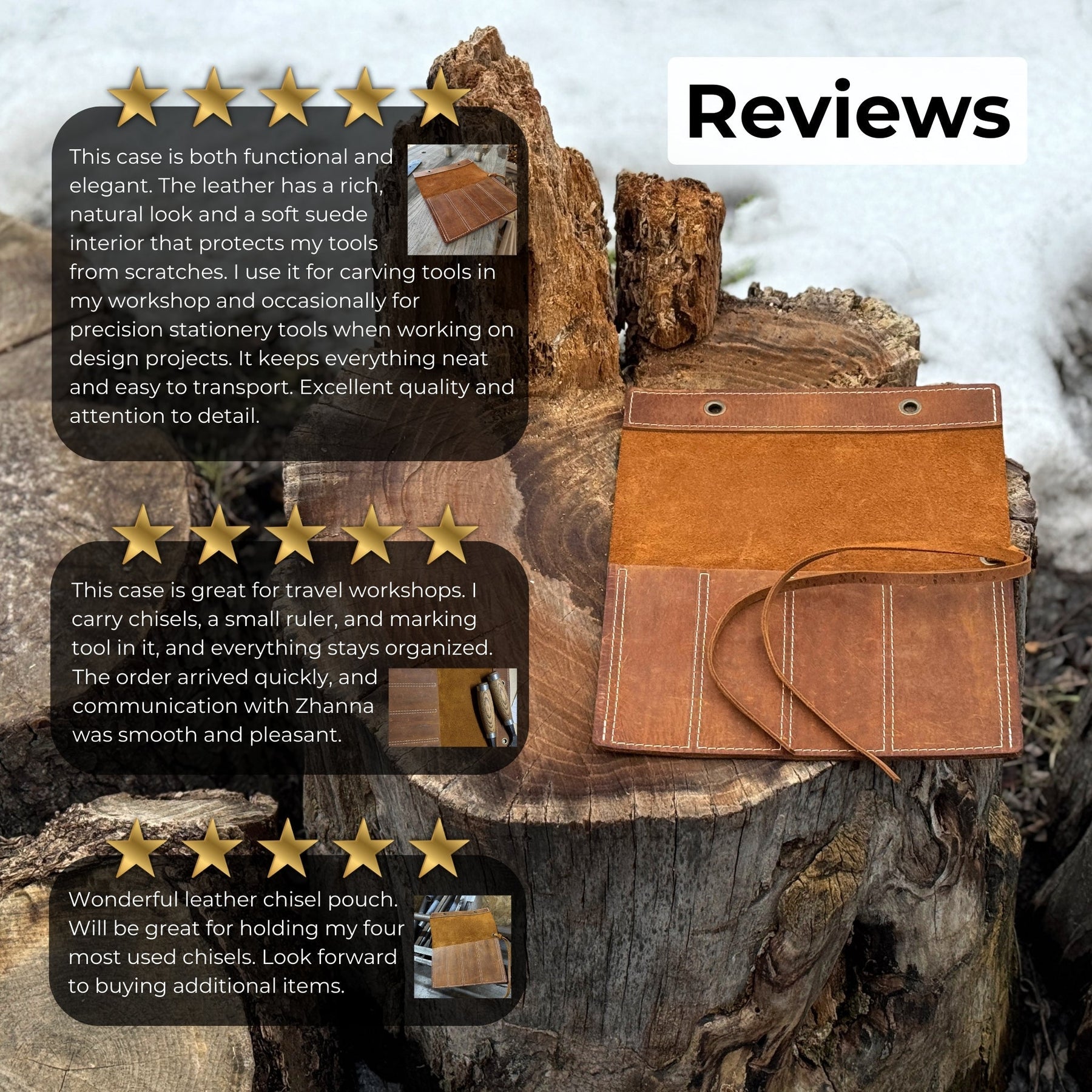 4 Pocket Leather Chisel Roll