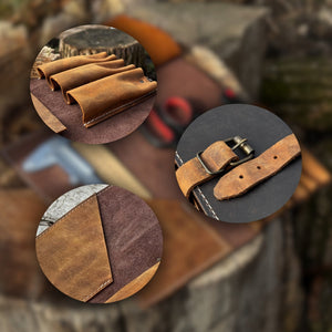 4 Pocket Leather Tool Roll for Carving Tools