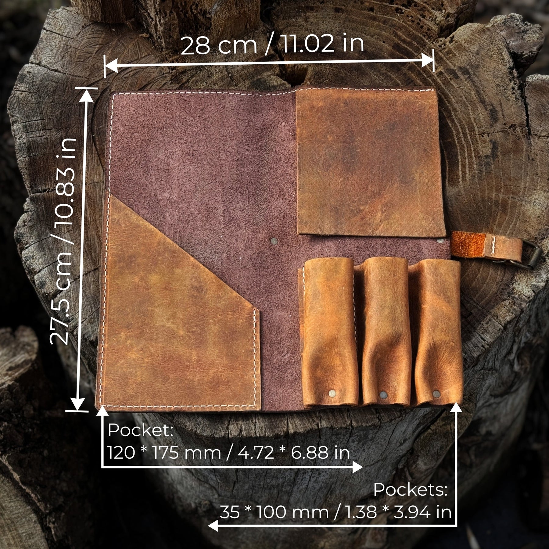 4 Pocket Leather Tool Roll for Carving Tools