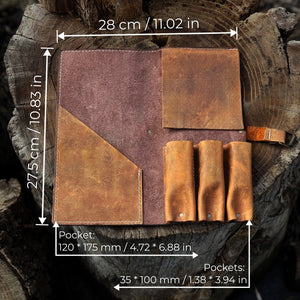4 Pocket Leather Tool Roll for Carving Tools