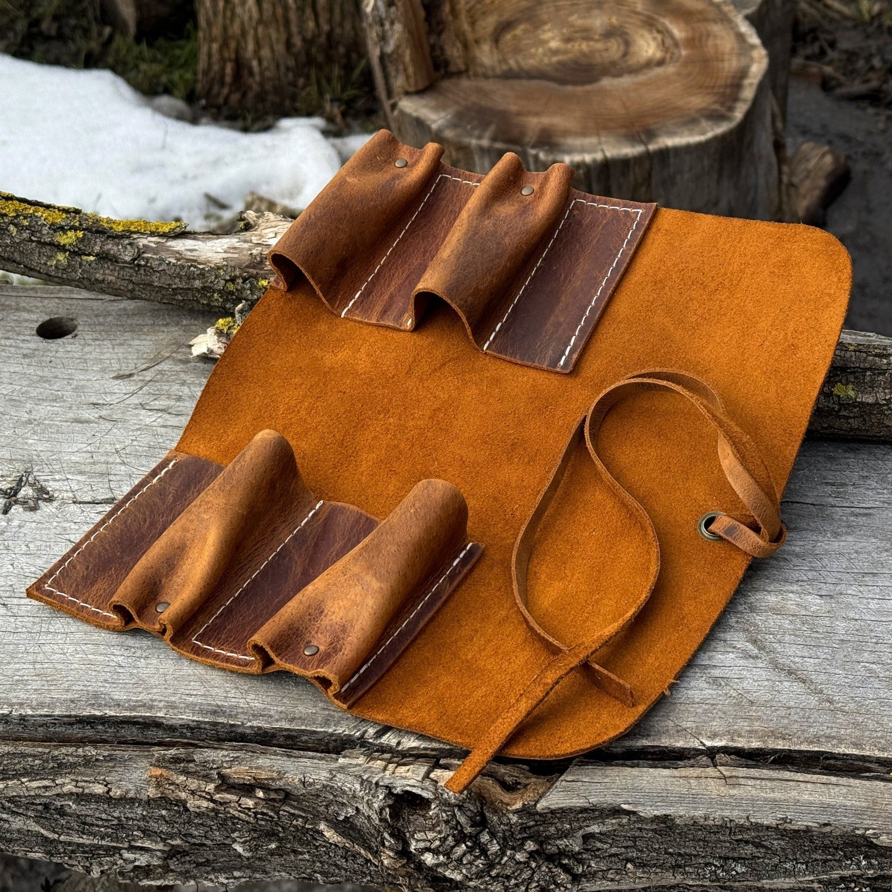 4 Pocket Leather Tool Roll