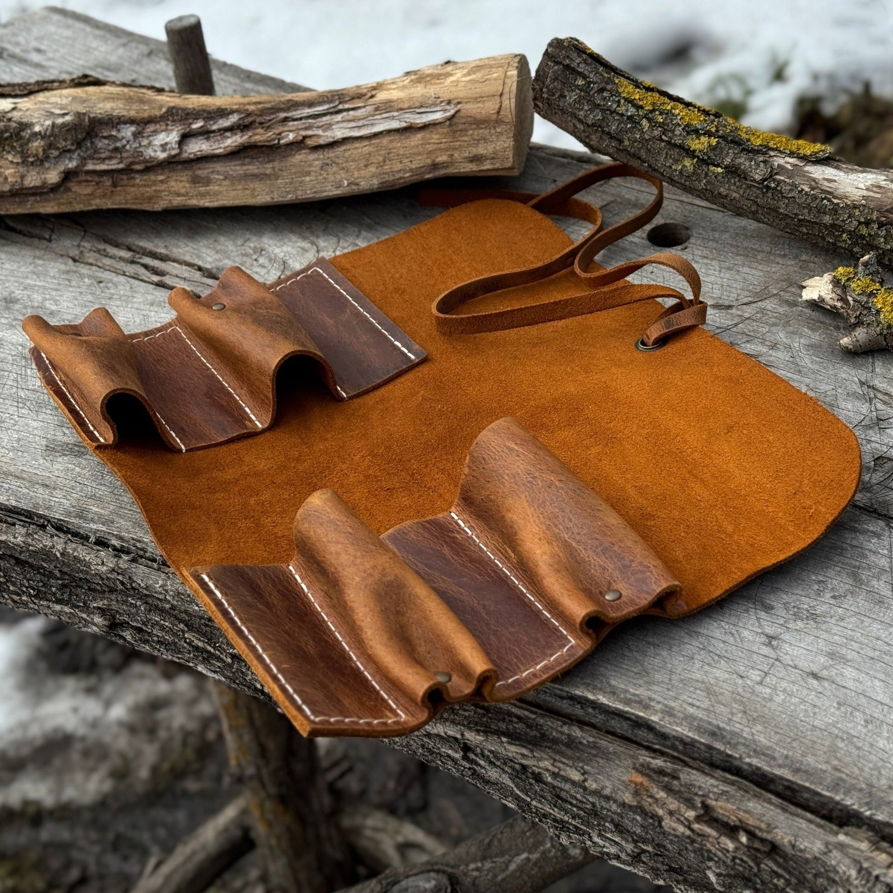 4 Pocket Leather Tool Roll
