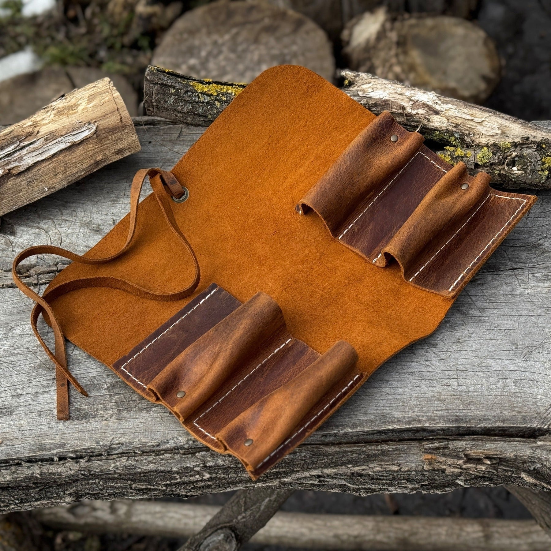 4 Pocket Leather Tool Roll