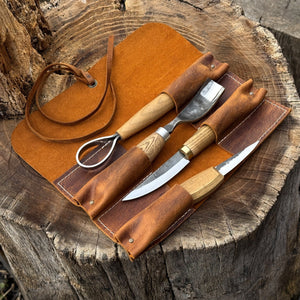 4 Pocket Leather Tool Roll