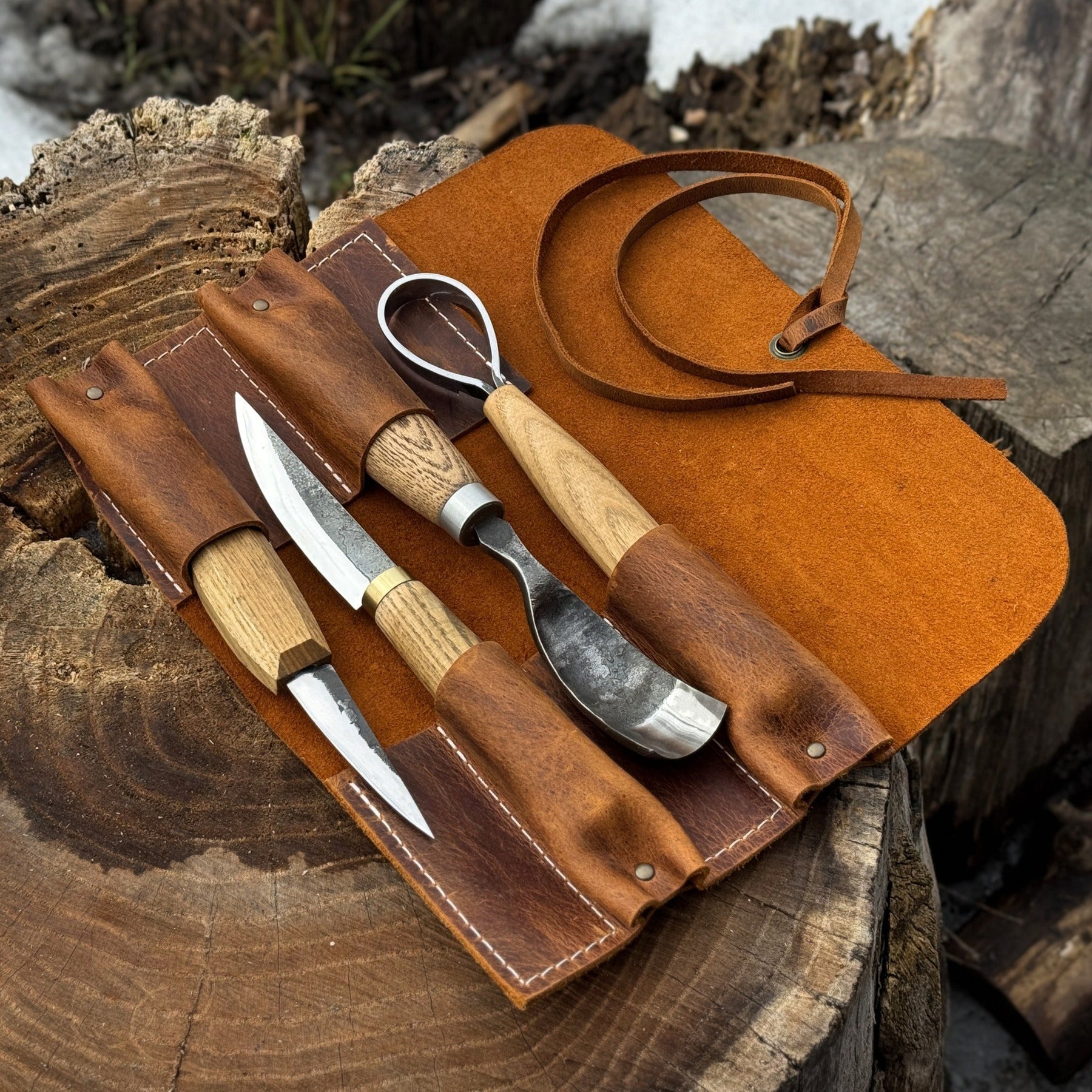 4 Pocket Leather Tool Roll