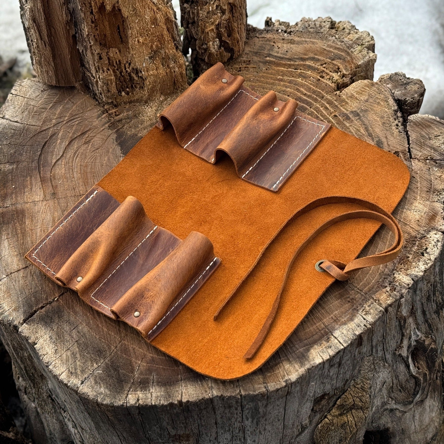 4 Pocket Leather Tool Roll