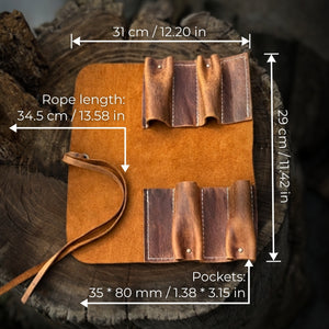 4 Pocket Leather Tool Roll