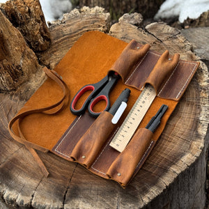 4 Pocket Leather Tool Roll