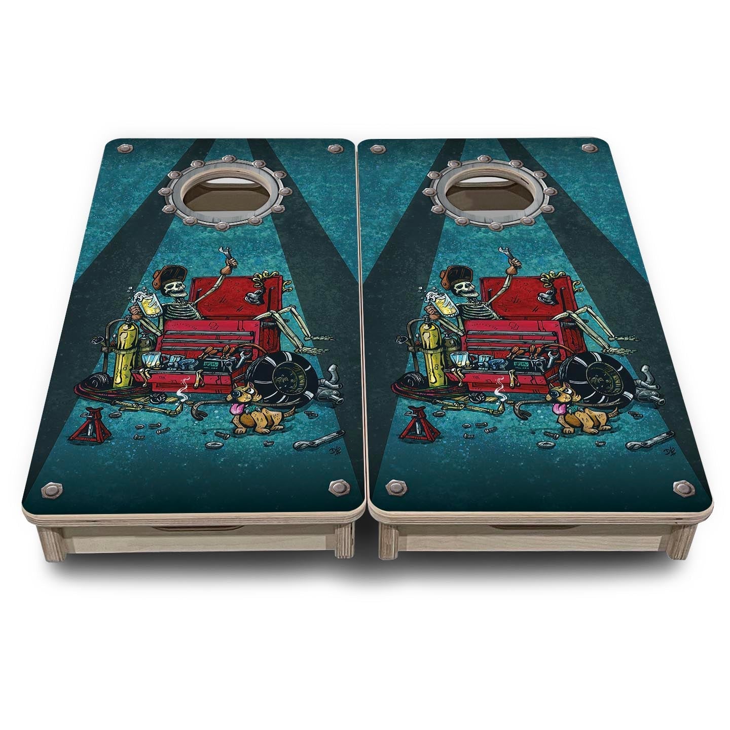 Garage Life - Mini Cornhole Board Set (12" x 24") with 8 Mini Bags by Cornhole Solutions, custom cornhole board detail photo 3