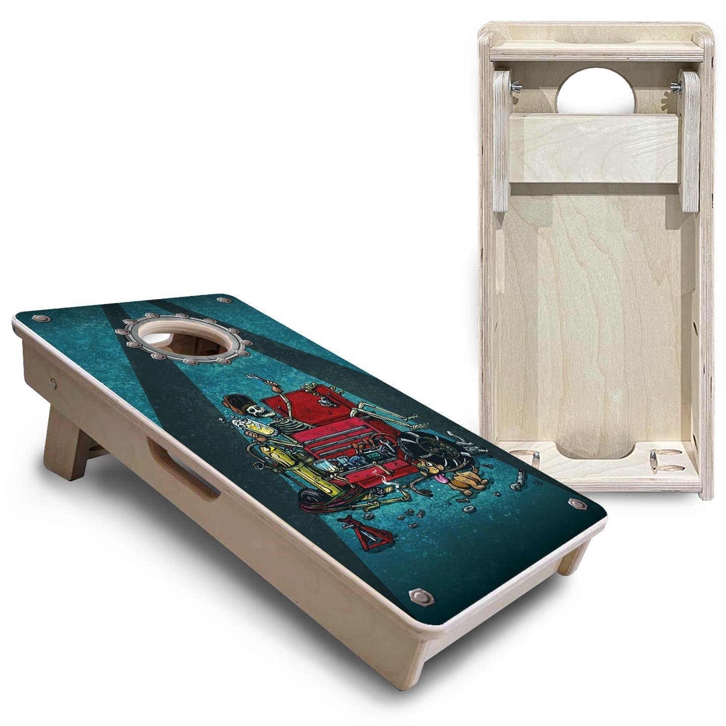 Garage Life - Mini Cornhole Board Set (12" x 24") with 8 Mini Bags by Cornhole Solutions, custom cornhole board detail photo 5