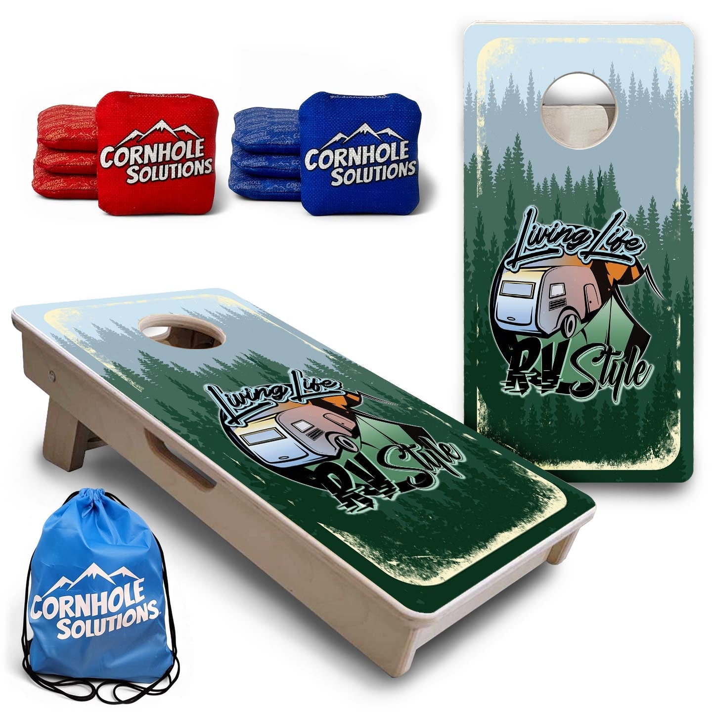 Living Life RV Style - Mini Cornhole Board Set (12" x 24") with 8 Mini Bags Cornhole Solutions