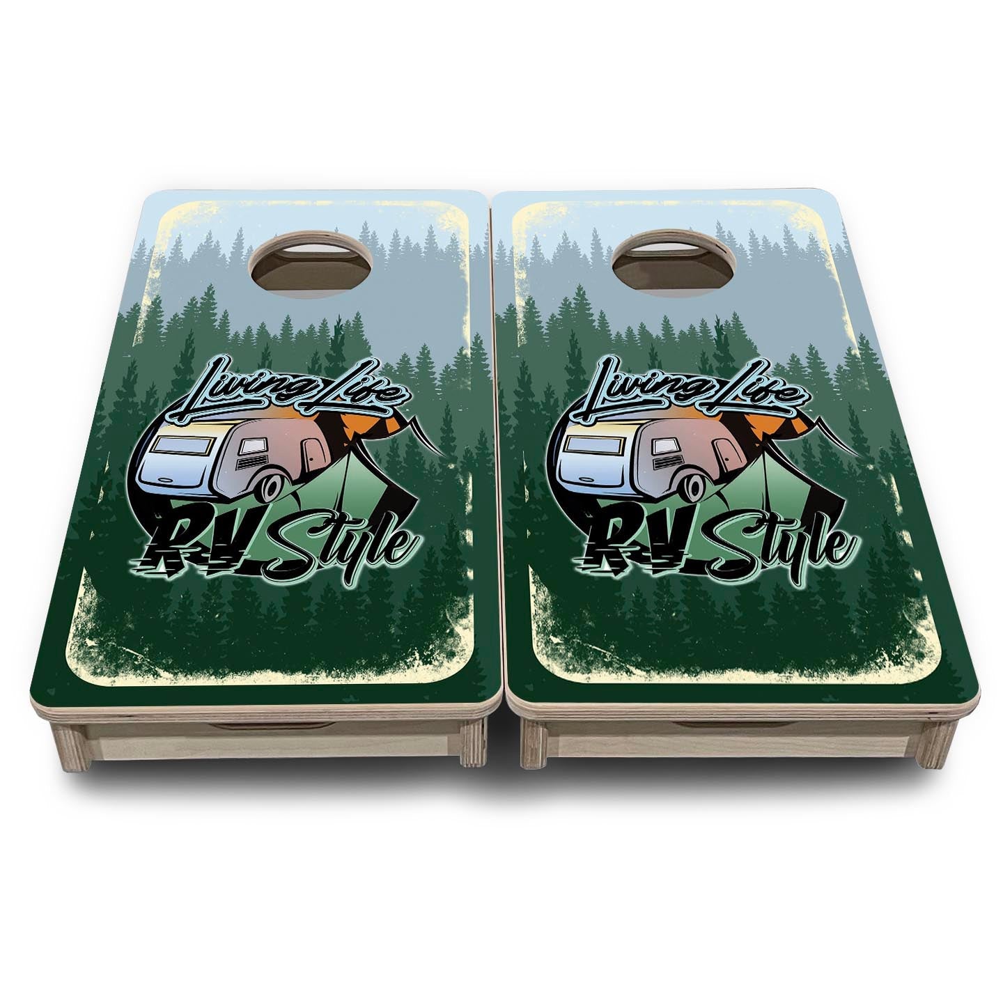 Living Life RV Style - Mini Cornhole Board Set (12" x 24") with 8 Mini Bags Cornhole Solutions