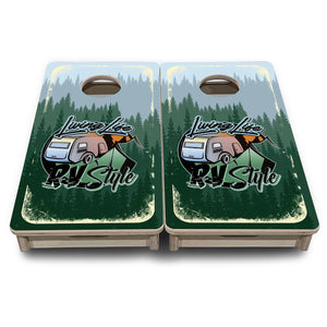Living Life RV Style - Mini Cornhole Board Set (12" x 24") with 8 Mini Bags Cornhole Solutions