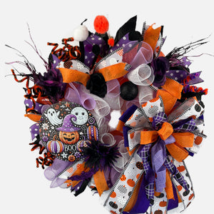 Halloween Front Door Wreath | Ghosts, Pumpkins & Bows by Bouge Creations, view 6