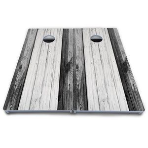 Grey Two Tone Slats Cornhole Boards - All Weather Series