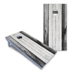 Grey Two Tone Slats Cornhole Boards - All Weather Series