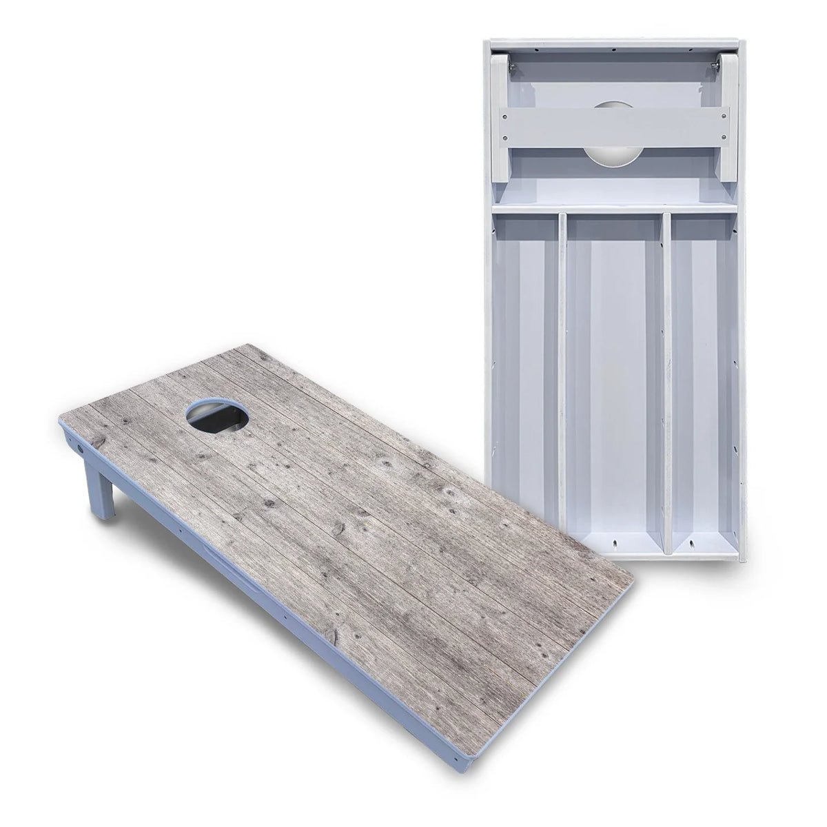 Driftwood Grey Stained Cornhole Boards - All Weather Series