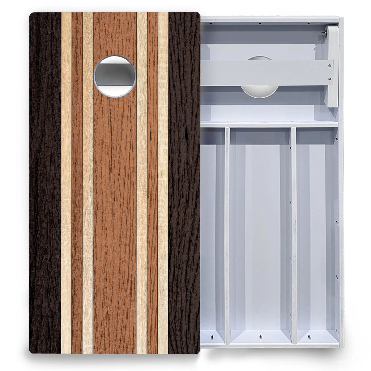 Brown Two Tone Stripes Cornhole Boards - All Weather Series