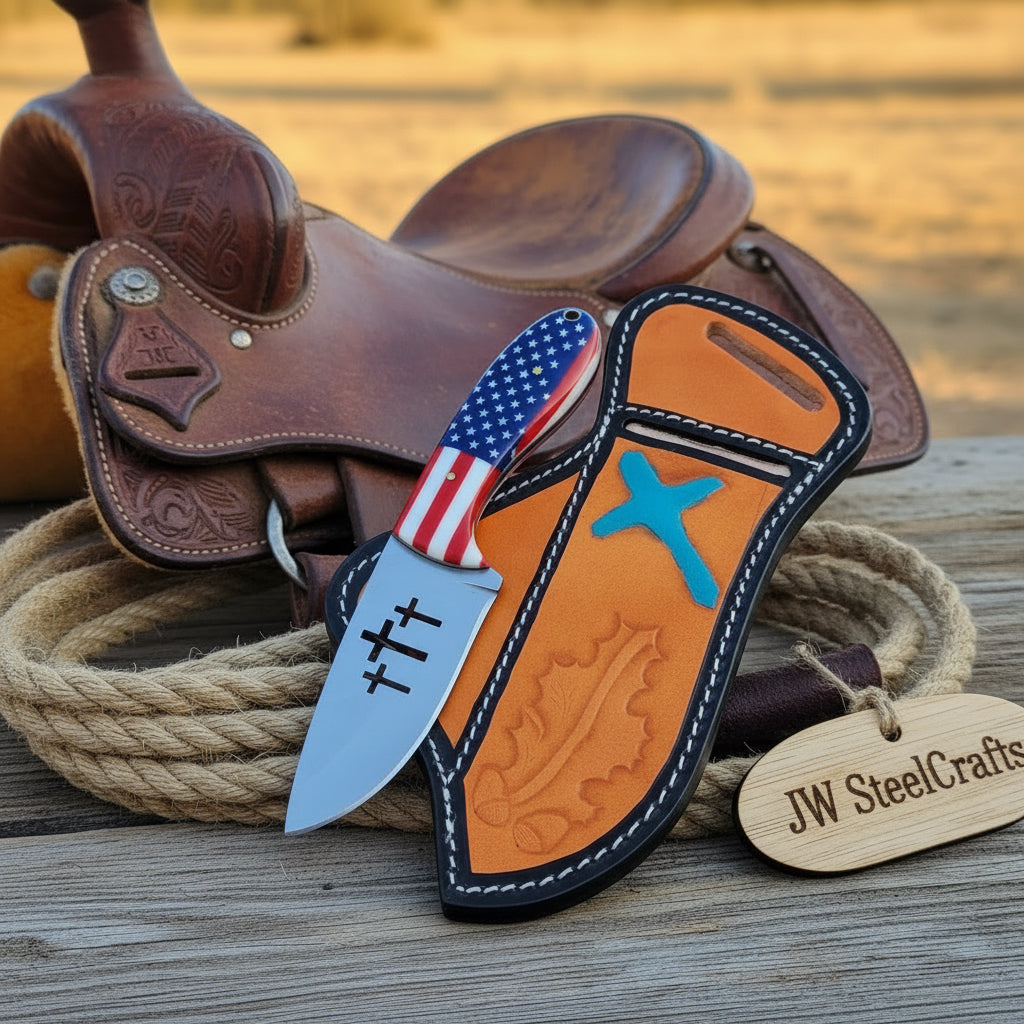 Liberty Cross Ranch Knife American Flag, Engraved by JW SteelCrafts — view 1 of 1