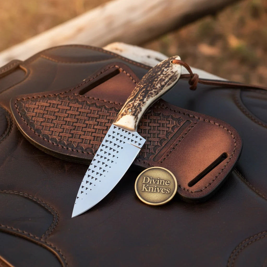 Crown Stag Drop Point Hunter Knife for Field Dressing and Camp Use