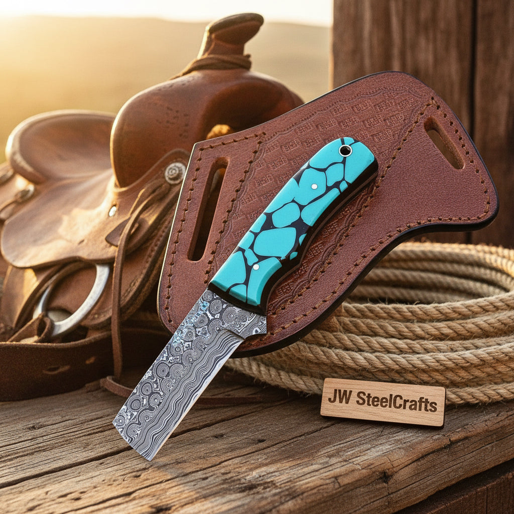 Mosaic Range Turquoise Bull Cutter Knife by JW SteelCrafts