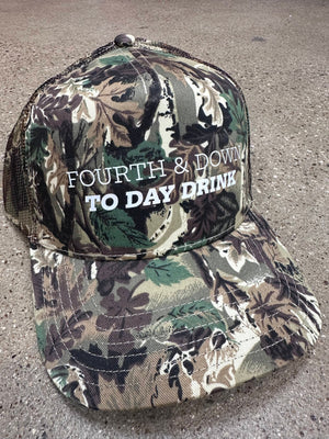 Fourth & Down to Day Drink Real Camo Canvas Trucker Hat