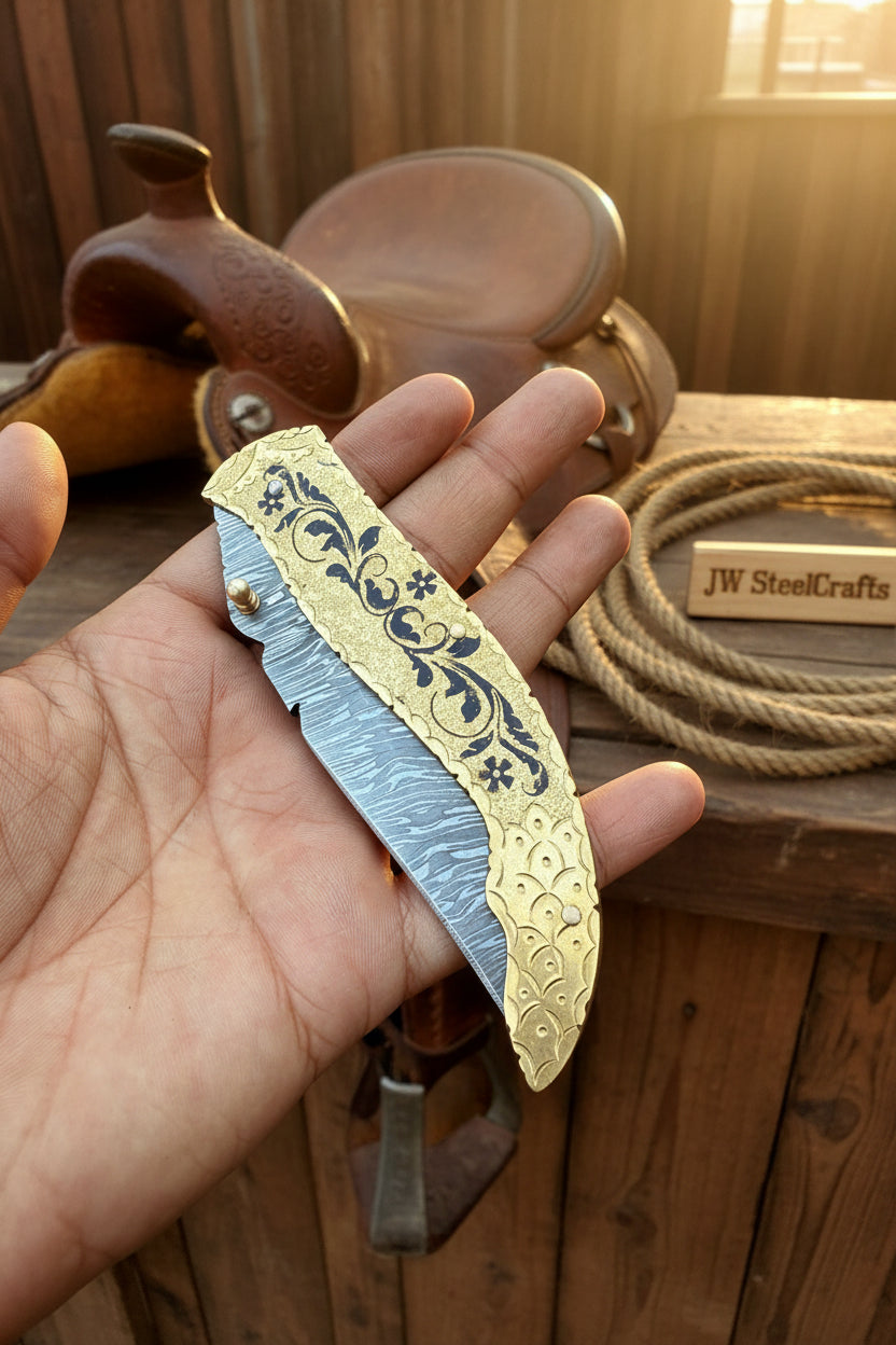 Calligraphy Engraved Brass Folder Knife product detail, view 4