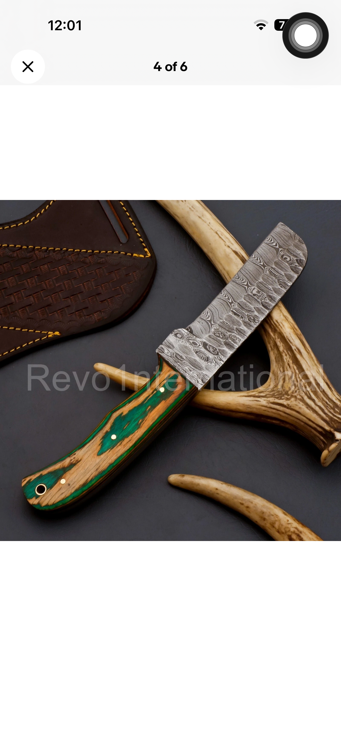Wawona Cowboy Bull Cutter Knife with Squared Damascus Blade
