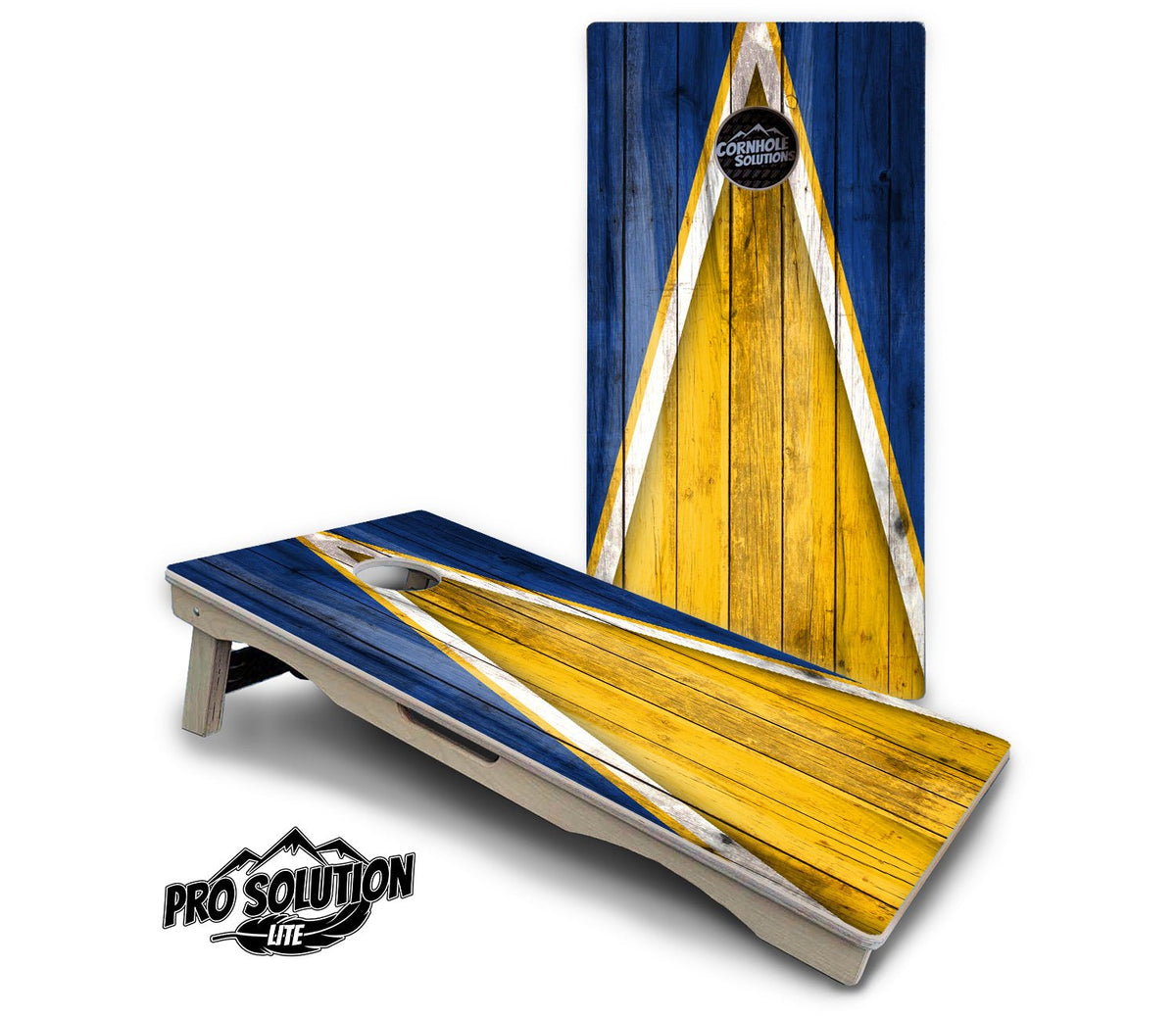 Yellow & Blue Triangle Cornhole Boards – Pro Lite or Pro Elite