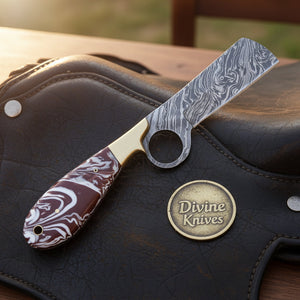 Twist Pattern Bull Cutter Knife with Red product detail, view 3