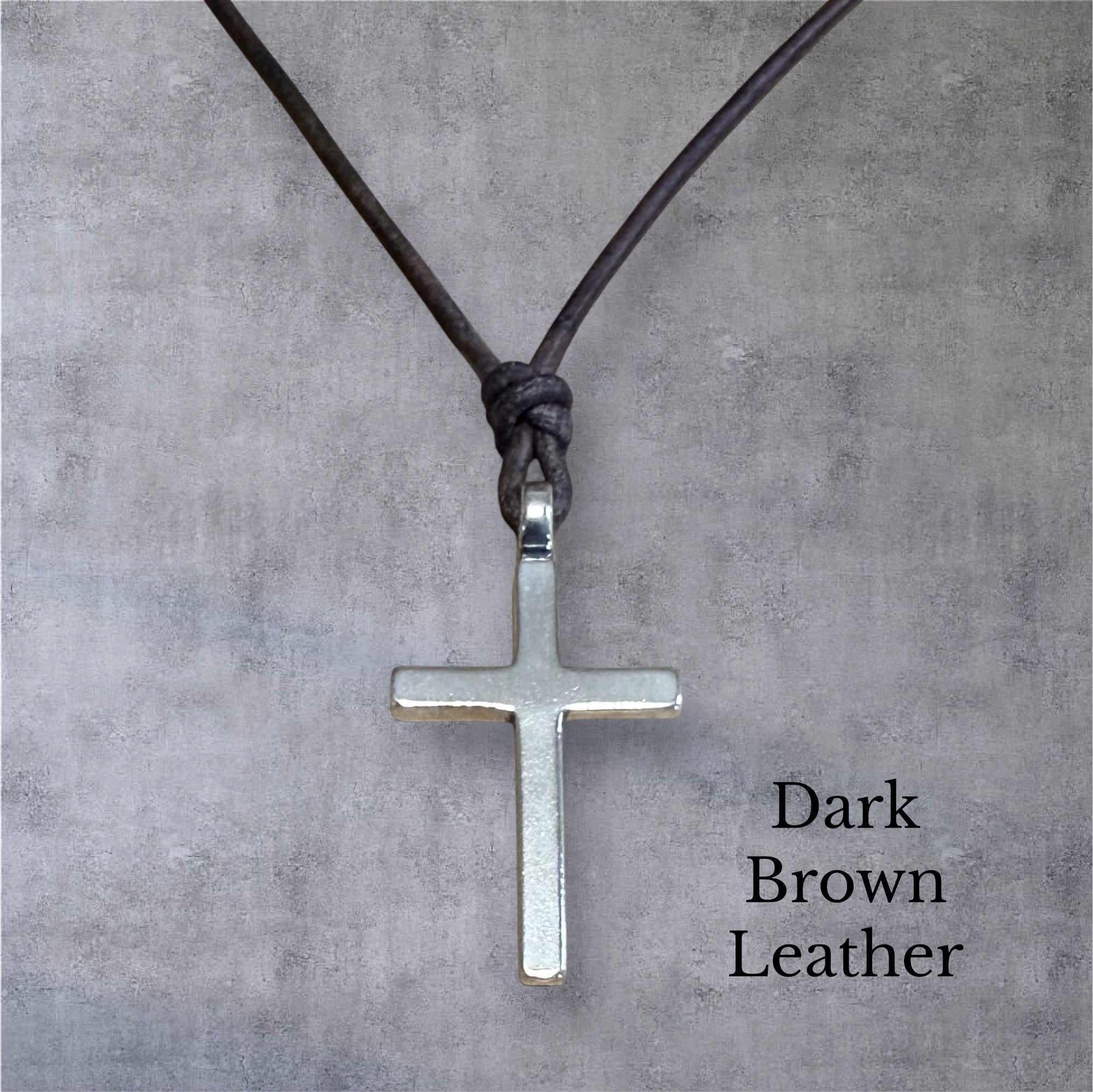 Classic Cross Necklace - Sterling Silver on Leather Cord by Forged By Fire — view 2 of 12