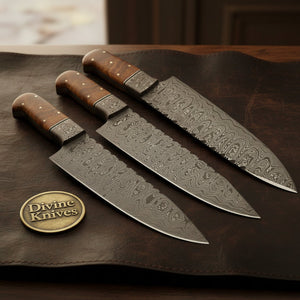 Rosewood 3-Piece Chef Knife Set for Home Cooks
