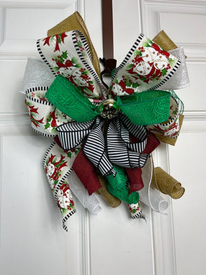 Christmas Holly Bow | Silver Bell Wreath Decor by Bouge Creations, view 2