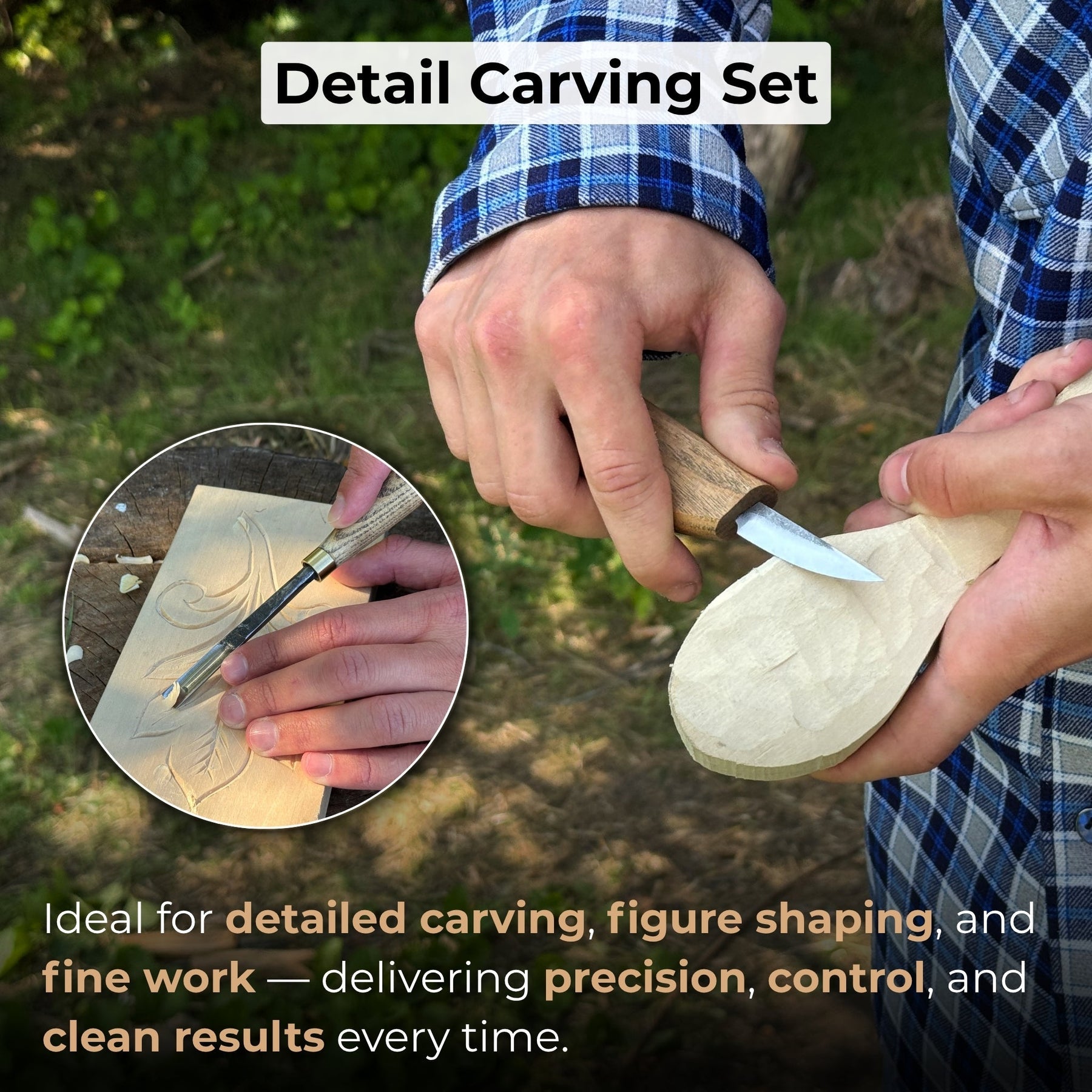 5-Piece Wood Carving Tool Set with Sharpening Board & Leather Case
