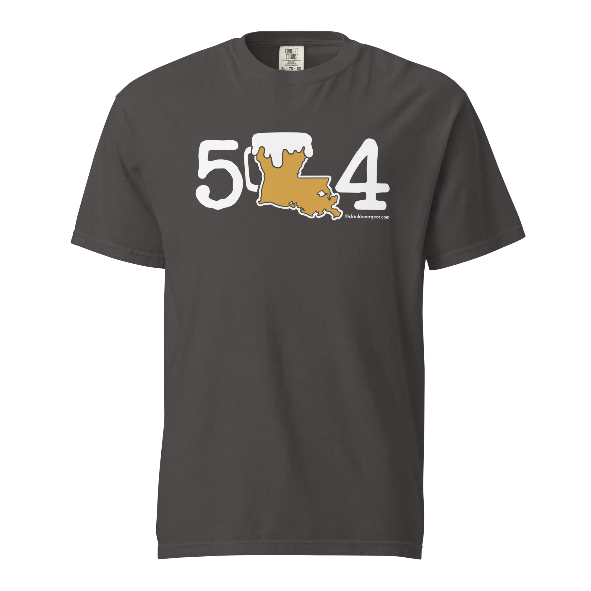 504 Louisiana Beer Mug Tee - COMFORT COLORS BRAND TEE Drink Beer Gear