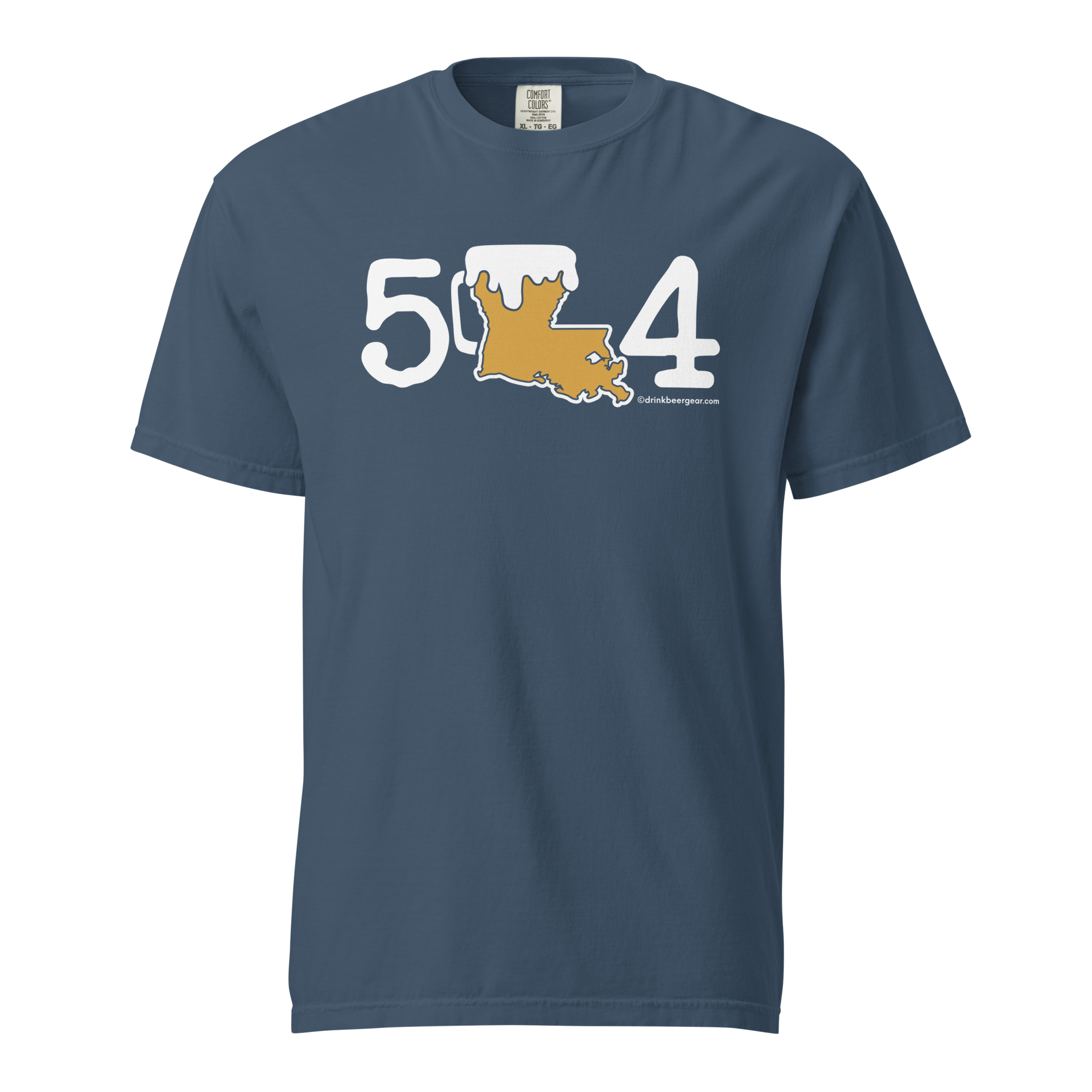 504 Louisiana Beer Mug Tee - COMFORT COLORS BRAND TEE Drink Beer Gear