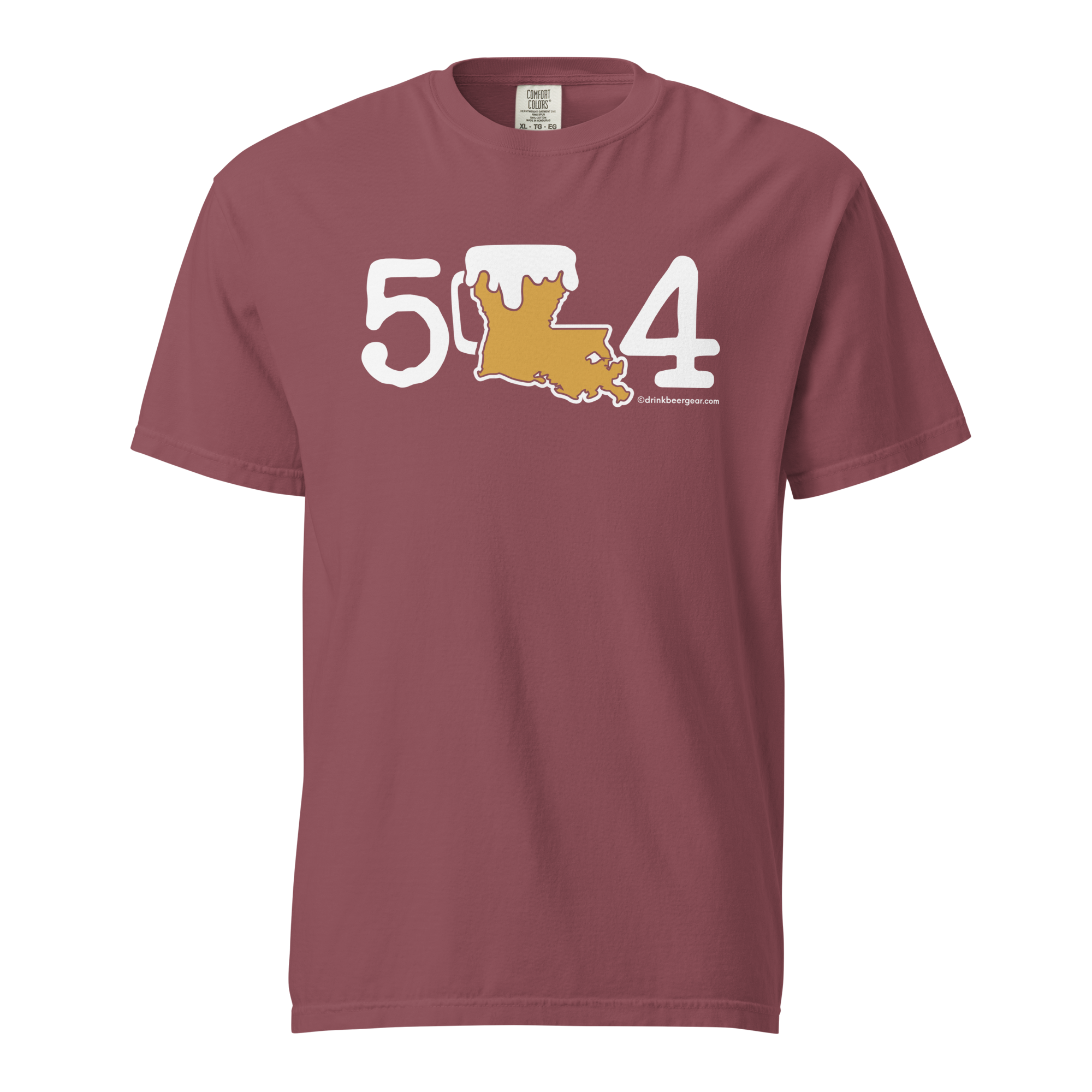504 Louisiana Beer Mug Tee - COMFORT COLORS BRAND TEE Drink Beer Gear