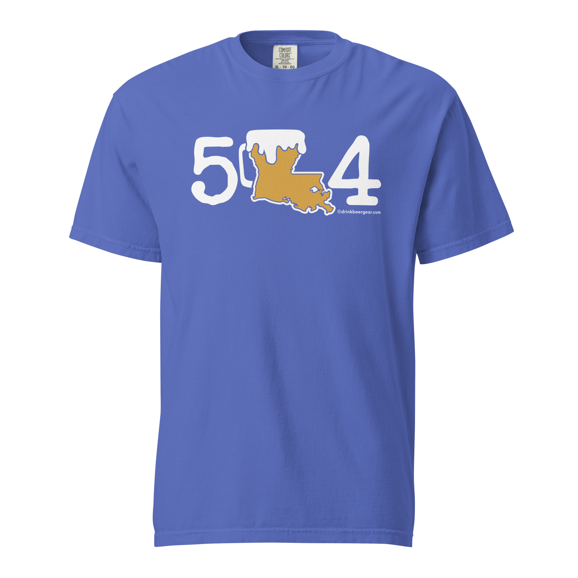 504 Louisiana Beer Mug Tee - COMFORT COLORS BRAND TEE Drink Beer Gear