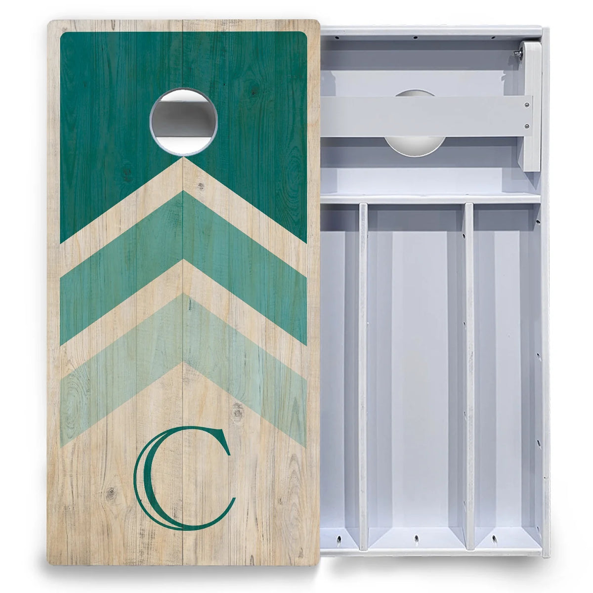 Teal Wedding Arrows Cornhole Boards - All Weather Series