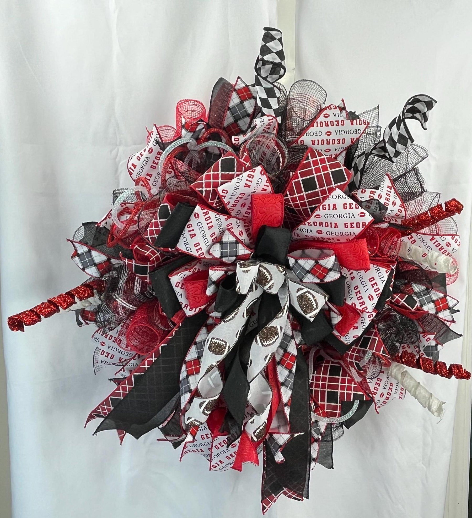Red & Black Sports Team Wreath | Game Day Door Decor by Bouge Creations, view 6
