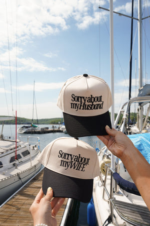 Sorry about my Husband / Wife Vintage Trucker Hat by KenzKustomz, Southern lifestyle apparel detail photo 11