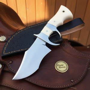 Mammoth Ivory Sub-Hilt Bowie with Contoured Ivory Handle