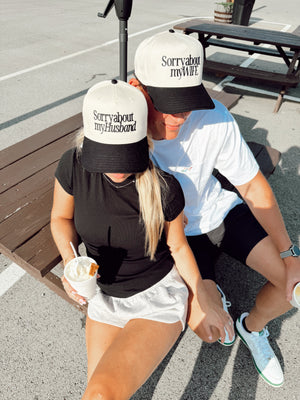Sorry about my Husband / Wife Vintage Trucker Hat by KenzKustomz, Southern lifestyle apparel detail photo 21