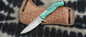 Mint Green Swirl Resin Rasp Cowboy Knife product detail, view 5