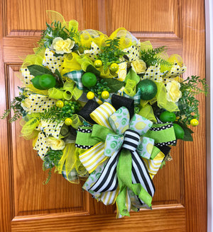 Lemon Lime Summer Wreath | Citrus Front Door Decor by Bouge Creations, view 6