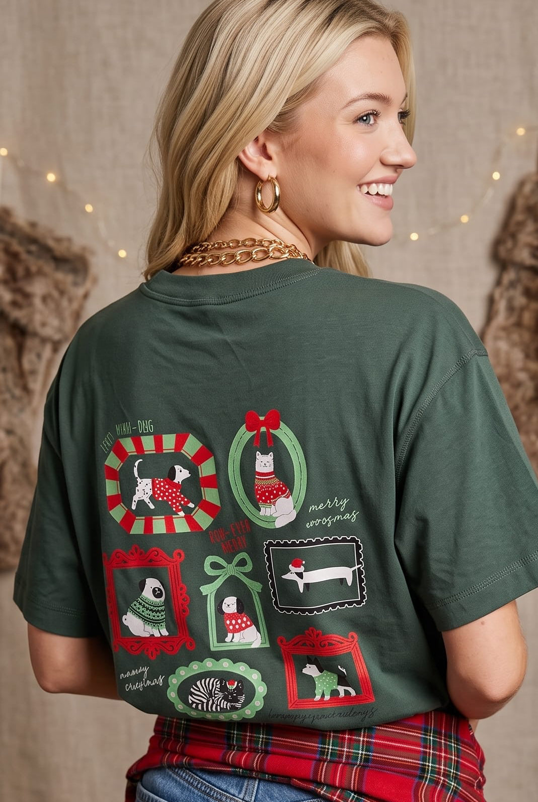 Happy Pawlidays Green Vintage Boxy Tee